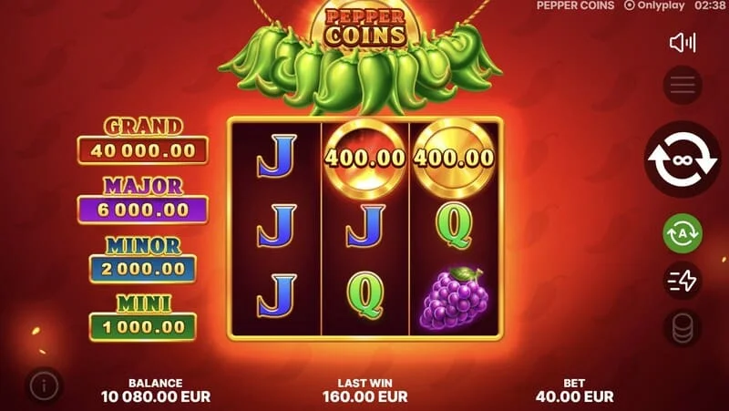 Pepper Coins - monedha bonus në raundin Hold and Win